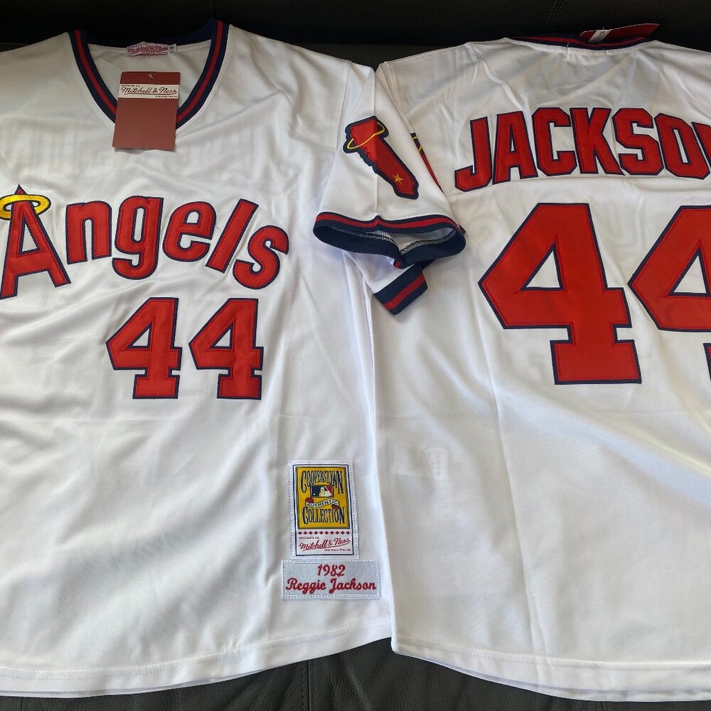 1980s ANAHEIM ANGELS REGGIE JACKSON Men's JERSEY M,L,XL,2X,3X by Mitchell & Ness